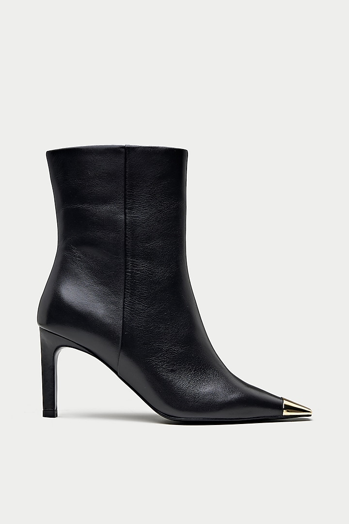 Black Genuine Leather Stiletto Ankle Boots by Oroh at Pernia's Pop Up Shop