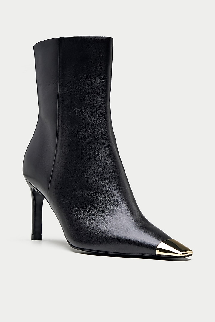 Black Genuine Leather Stiletto Ankle Boots by Oroh at Pernia's Pop Up Shop