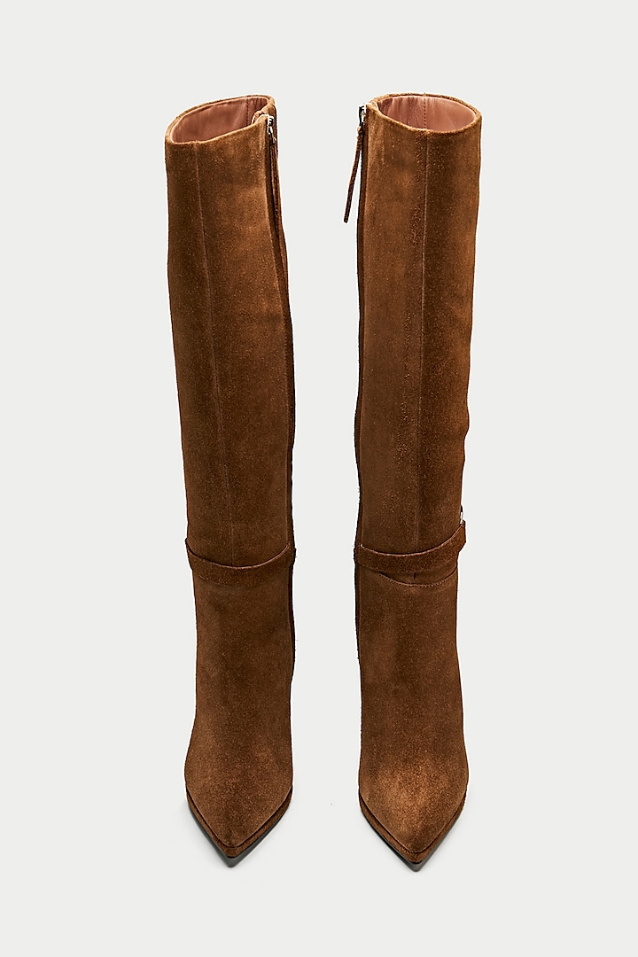 Tan Genuine Leather Knee-High Boots by Oroh at Pernia's Pop Up Shop