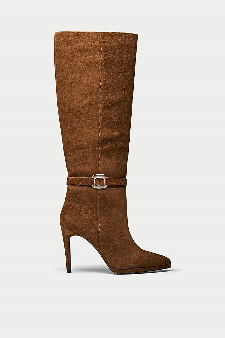 Tan Genuine Leather Knee-High Boots by Oroh at Pernia's Pop Up Shop