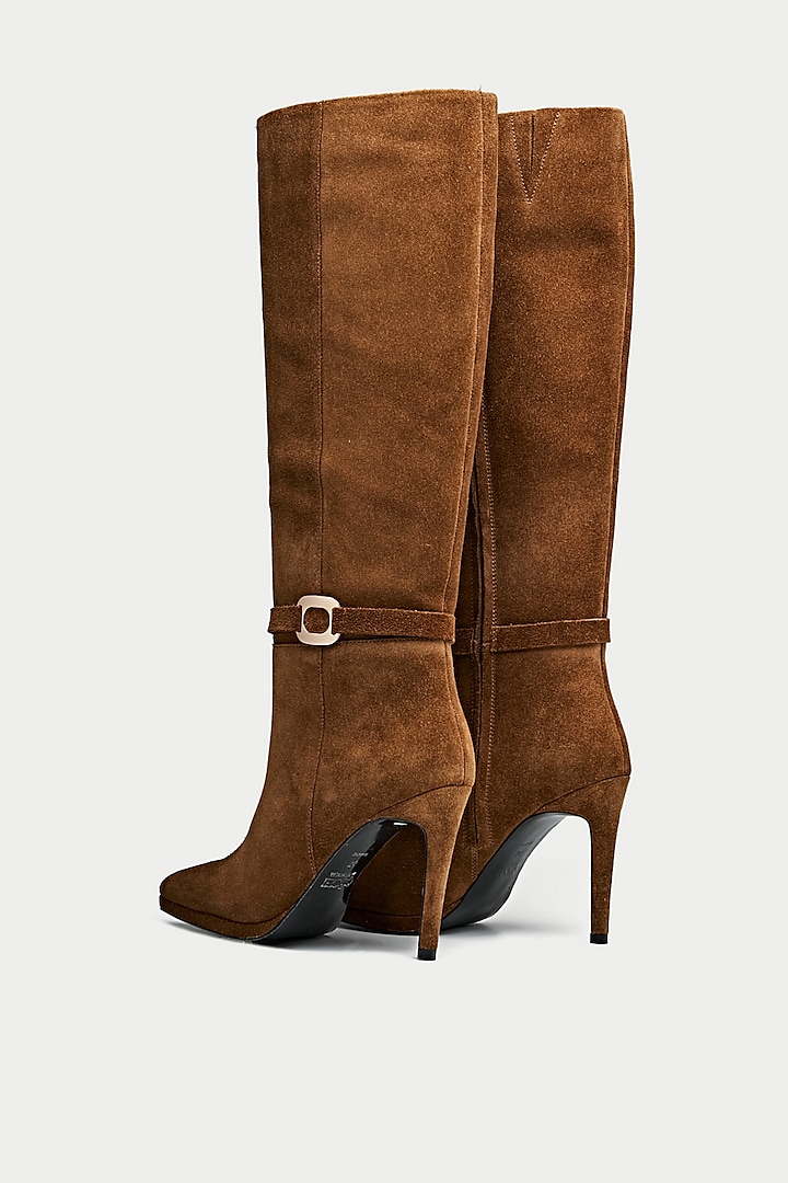 Tan Genuine Leather Knee-High Boots by Oroh at Pernia's Pop Up Shop