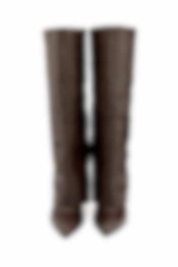 Brown Genuine Leather Over-The-Knee Boots by Oroh at Pernia's Pop Up Shop