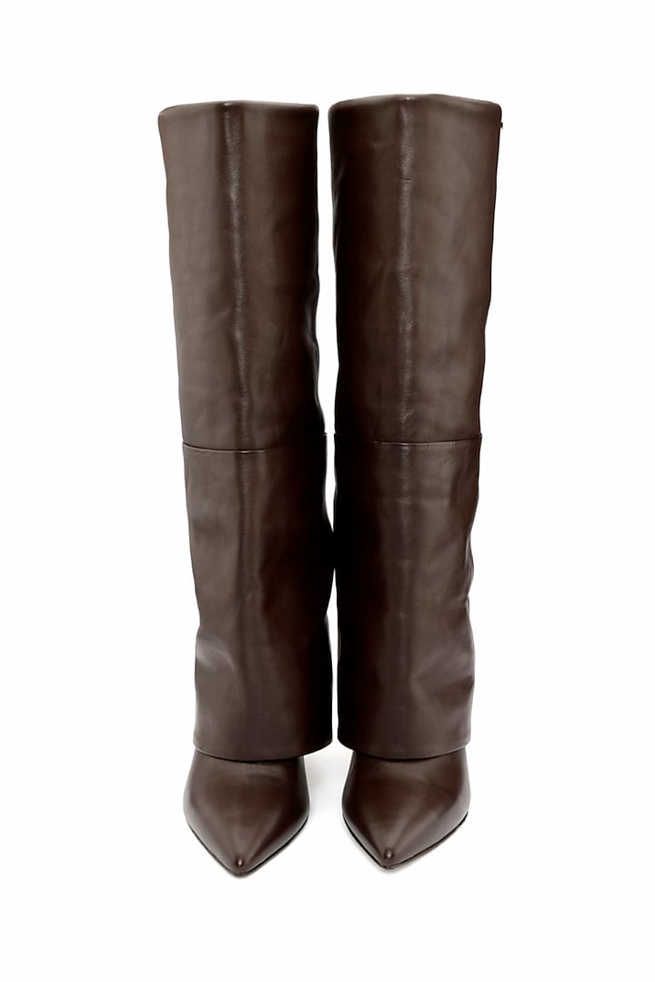 Brown Genuine Leather Over-The-Knee Boots by Oroh at Pernia's Pop Up Shop