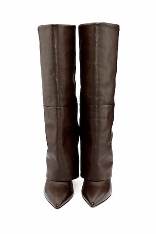 Brown Genuine Leather Over-The-Knee Boots by Oroh