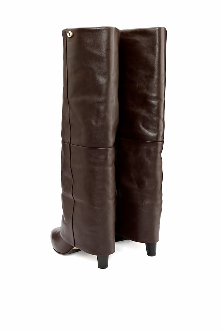 Brown Genuine Leather Over-The-Knee Boots by Oroh at Pernia's Pop Up Shop