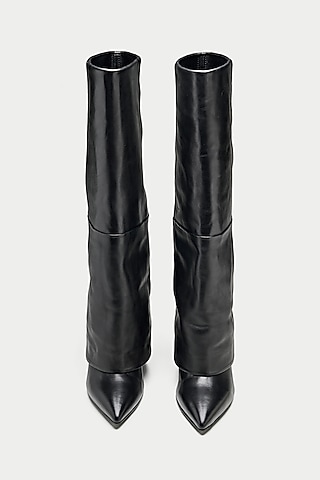 Black Genuine Leather Over-The-Knee Boots by Oroh