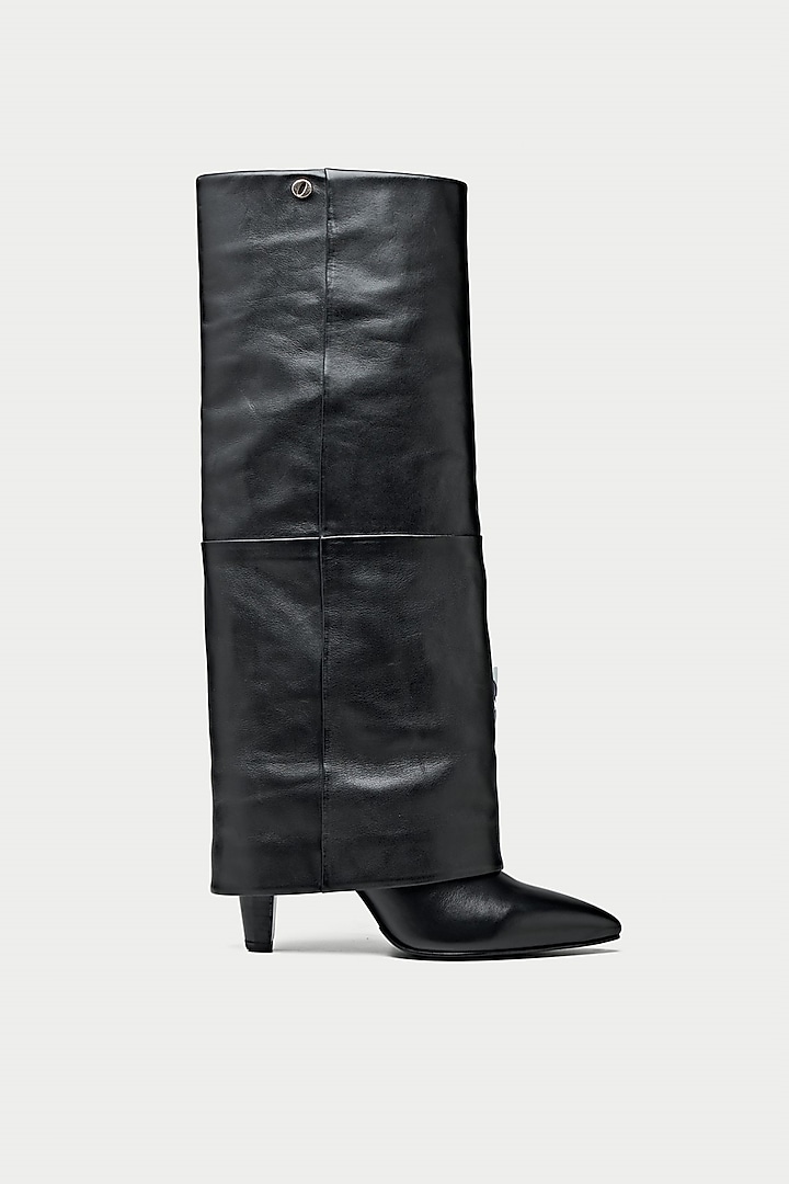 Black Genuine Leather Over-The-Knee Boots by Oroh at Pernia's Pop Up Shop