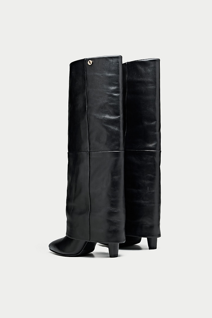 Black Genuine Leather Over-The-Knee Boots by Oroh at Pernia's Pop Up Shop