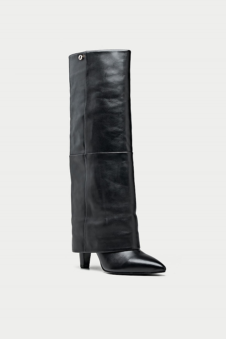 Black Genuine Leather Over-The-Knee Boots by Oroh at Pernia's Pop Up Shop