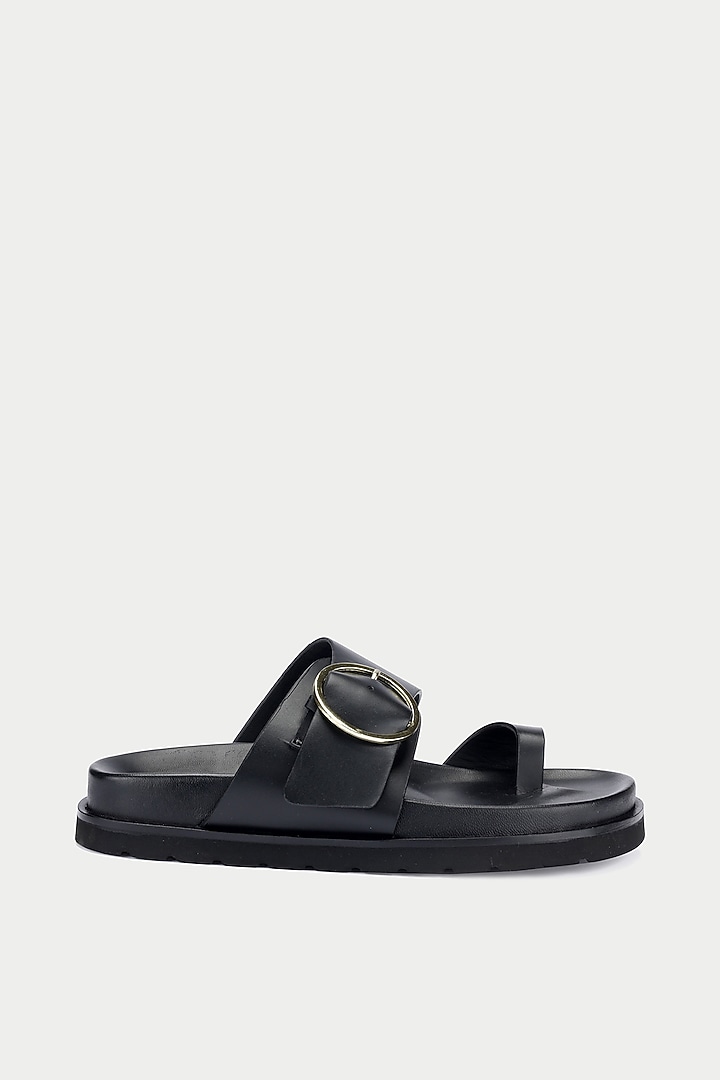 Black Genuine Leather Flats by Oroh at Pernia's Pop Up Shop