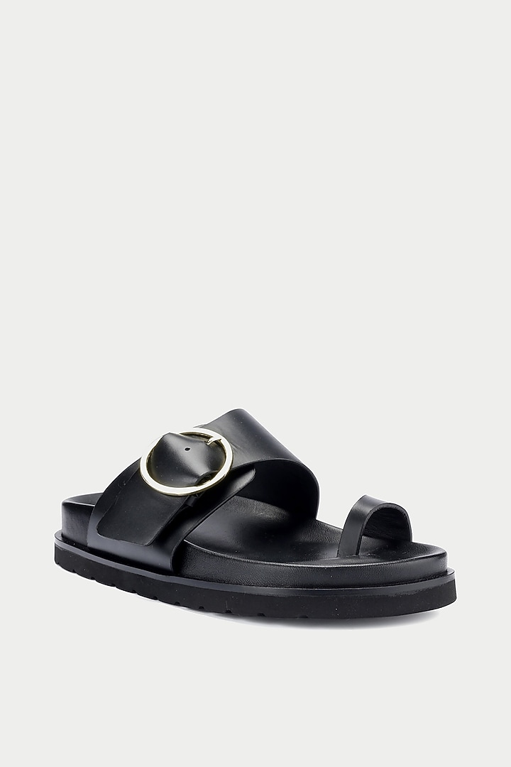 Black Genuine Leather Flats by Oroh at Pernia's Pop Up Shop