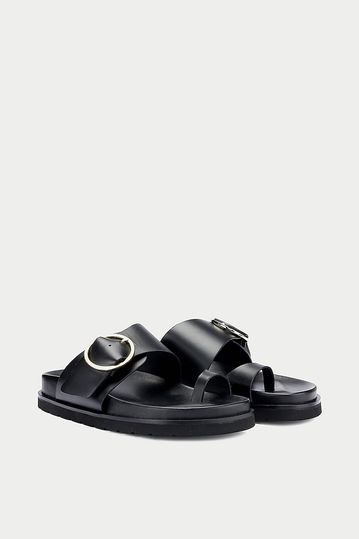 Black Genuine Leather Flats by Oroh at Pernia's Pop Up Shop