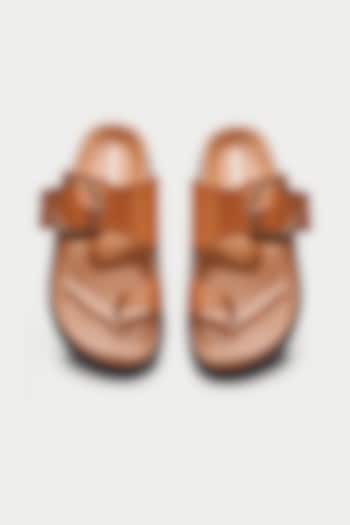 Tan Genuine Leather Flats by Oroh at Pernia's Pop Up Shop