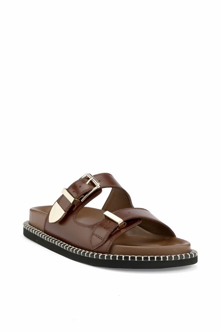 Brown Genuine Leather Flats by Oroh at Pernia's Pop Up Shop