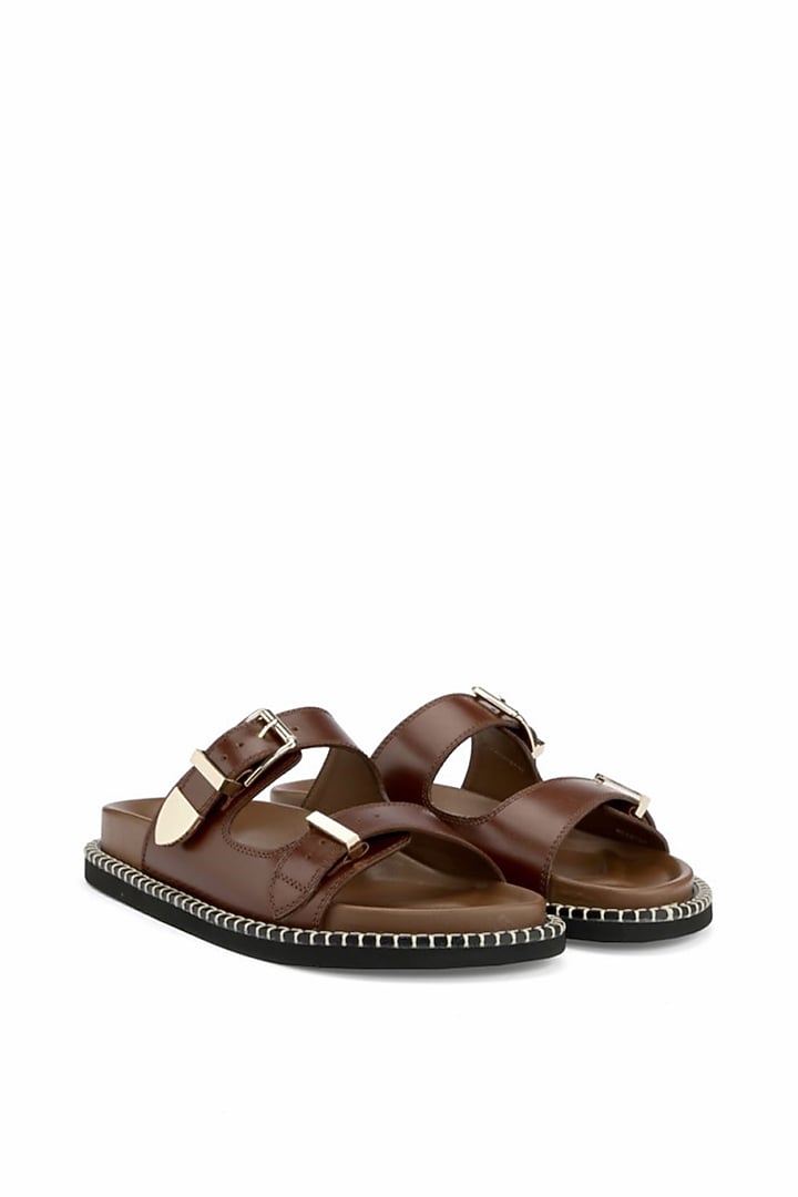 Brown Genuine Leather Flats by Oroh at Pernia's Pop Up Shop