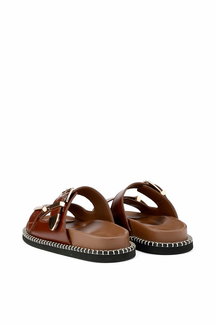 Brown Genuine Leather Flats by Oroh at Pernia's Pop Up Shop