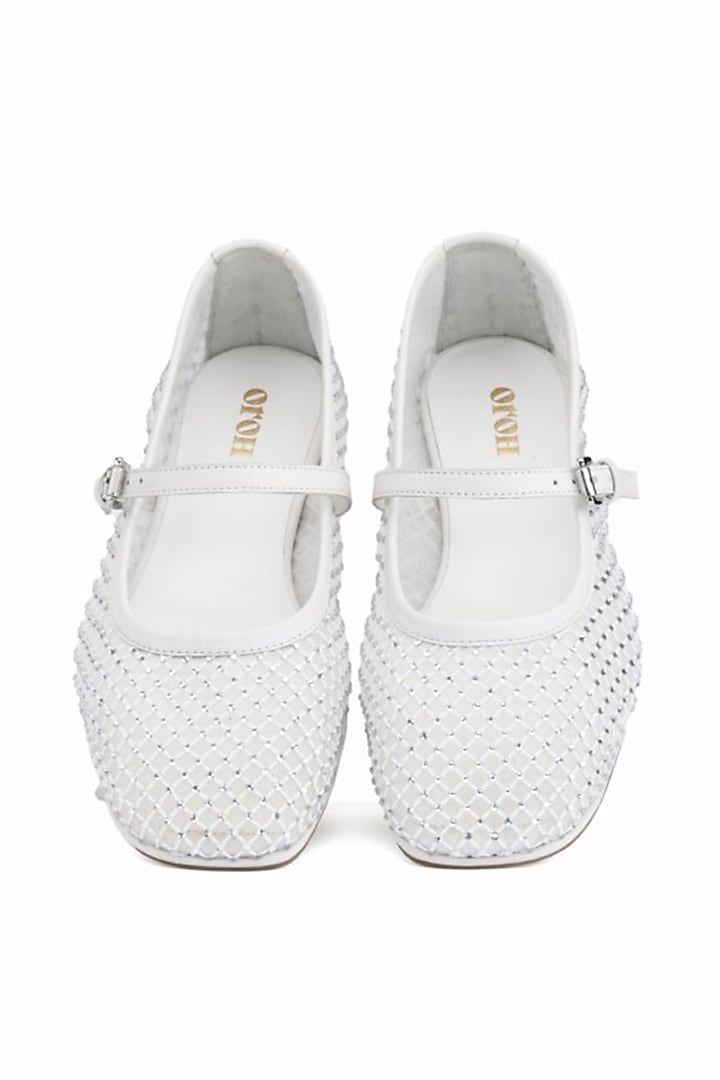 White Genuine Leather Ballerina Flats by Oroh at Pernia's Pop Up Shop