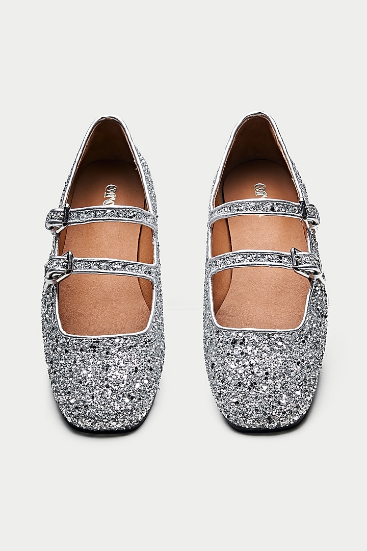 Silver Genuine Leather Ballerina Flats by Oroh at Pernia's Pop Up Shop