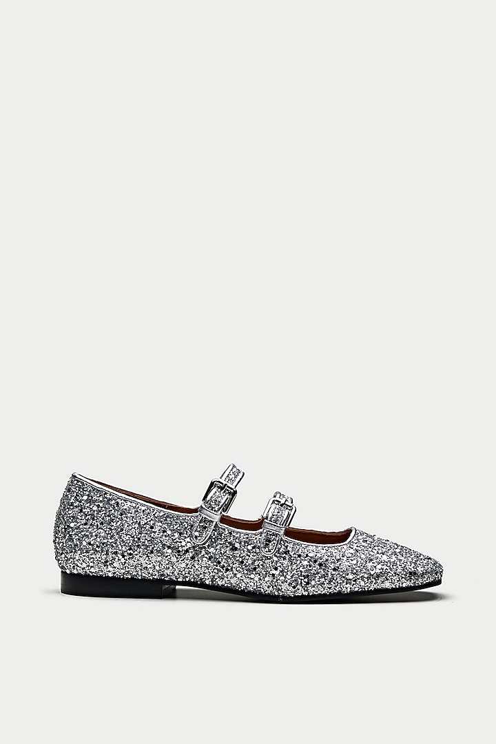 Silver Genuine Leather Ballerina Flats by Oroh at Pernia's Pop Up Shop