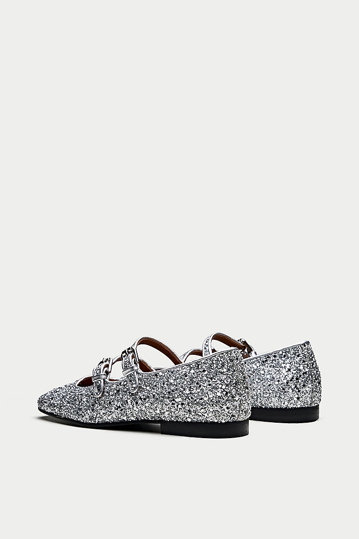 Silver Genuine Leather Ballerina Flats by Oroh at Pernia's Pop Up Shop