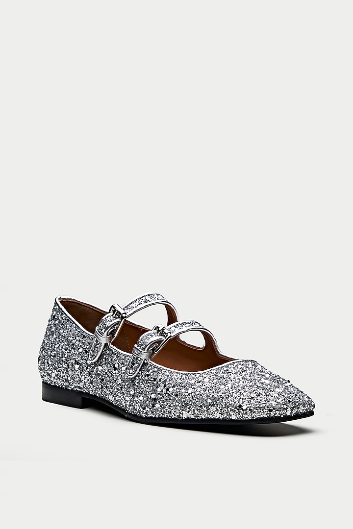 Silver Genuine Leather Ballerina Flats by Oroh at Pernia's Pop Up Shop