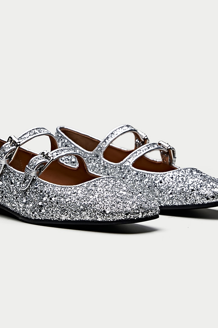 Silver Genuine Leather Ballerina Flats by Oroh at Pernia's Pop Up Shop