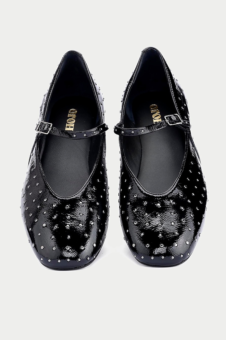 Black Genuine Leather Ballerina Flats by Oroh at Pernia's Pop Up Shop