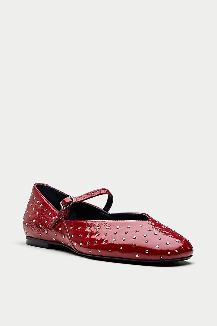 Red Genuine Leather Ballerina Flats by Oroh at Pernia's Pop Up Shop