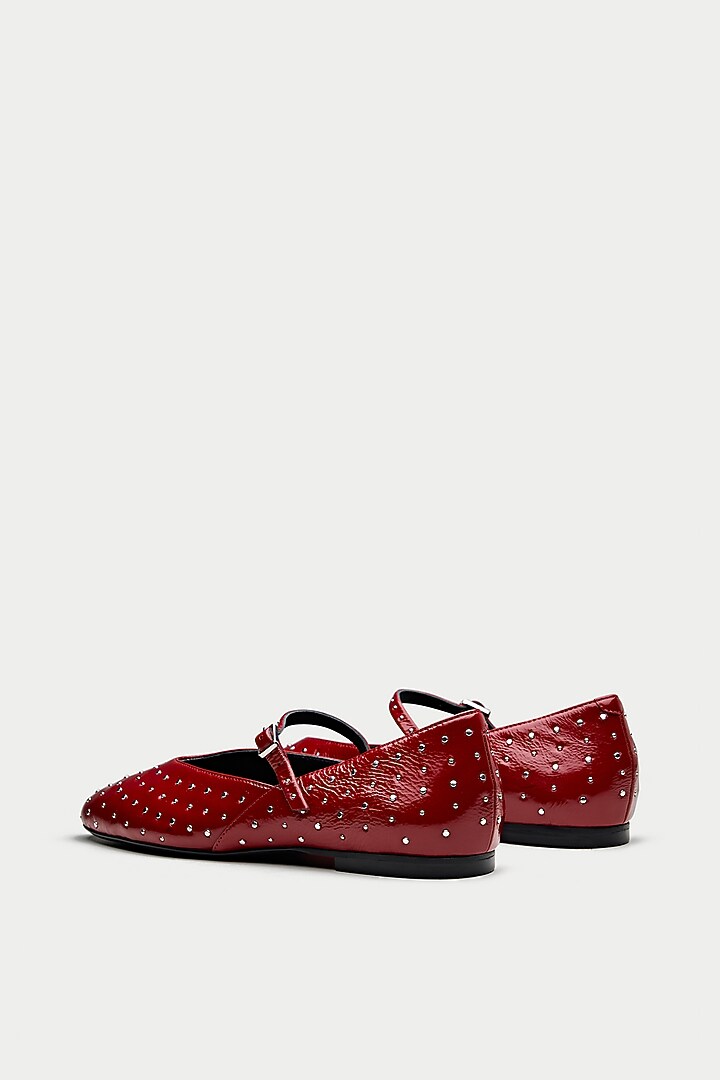 Red Genuine Leather Ballerina Flats by Oroh at Pernia's Pop Up Shop