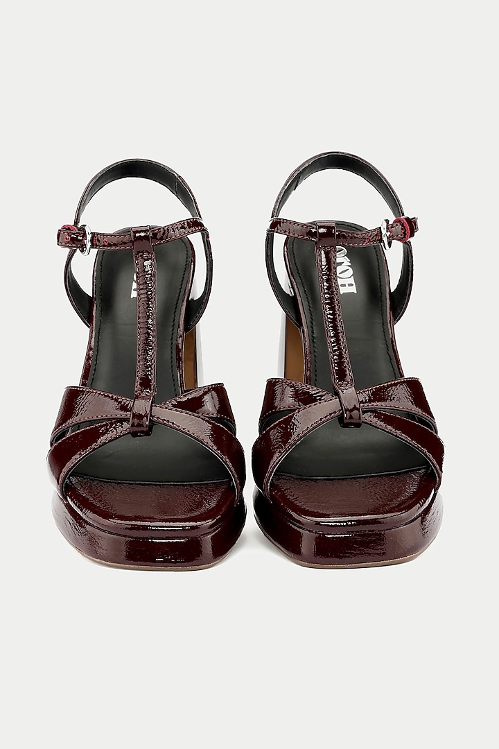 Maroon Genuine Leather Heels by Oroh at Pernia's Pop Up Shop