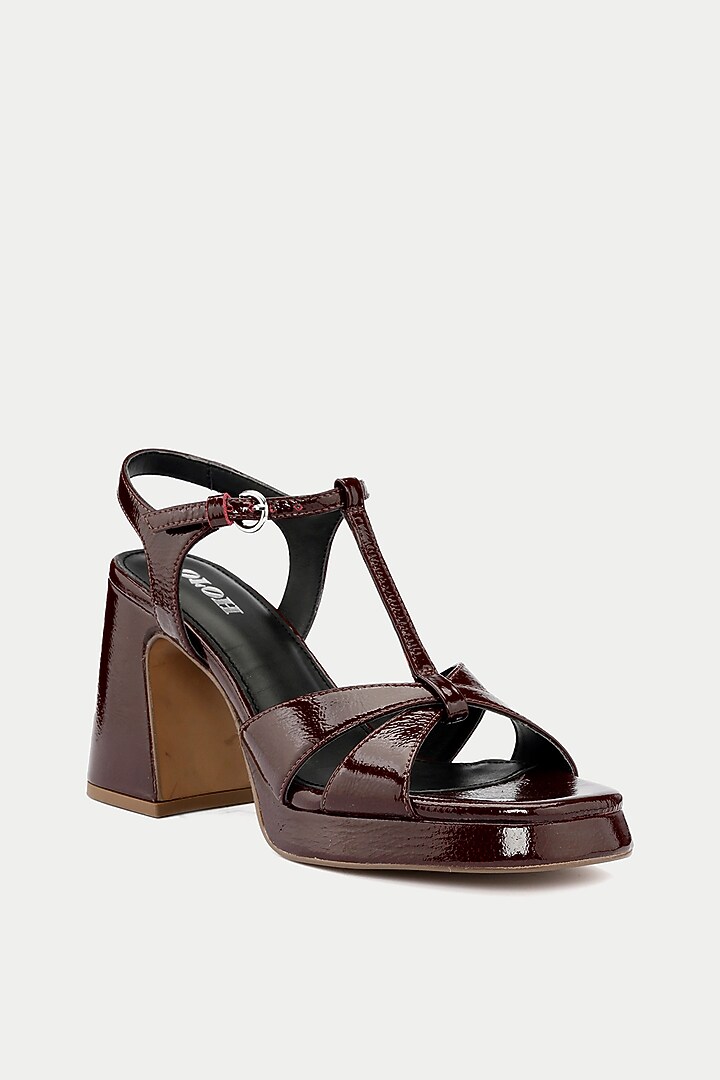 Maroon Genuine Leather Heels by Oroh at Pernia's Pop Up Shop