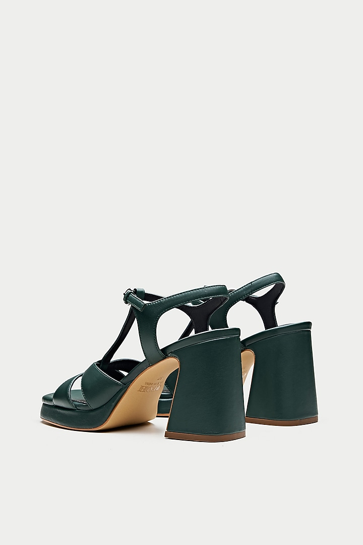 Green Genuine Leather Heels by Oroh at Pernia's Pop Up Shop