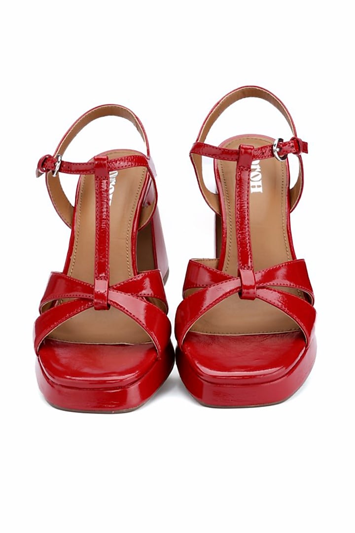 Red Genuine Leather Heels by Oroh at Pernia's Pop Up Shop