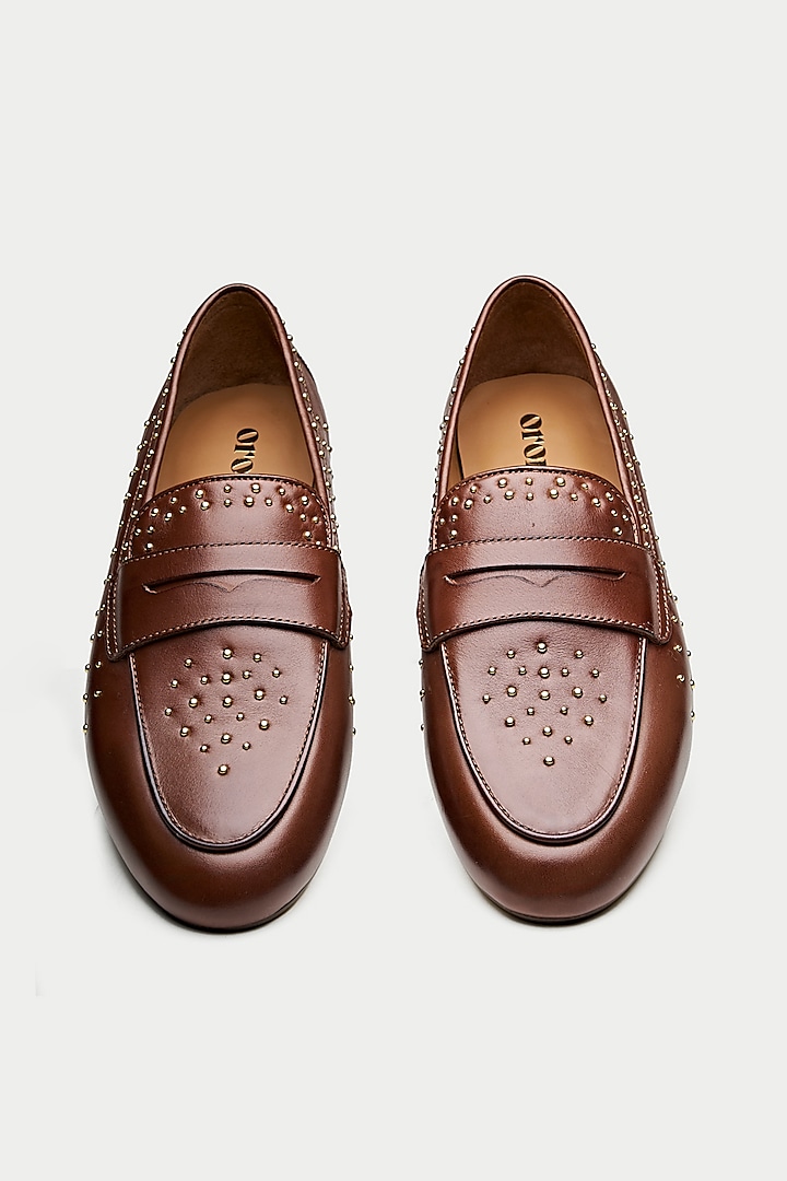 Brown Genuine Leather Loafers by Oroh at Pernia's Pop Up Shop