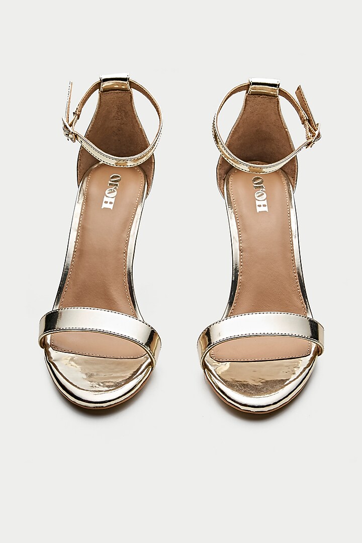 Gold Genuine Leather Heels by Oroh at Pernia's Pop Up Shop