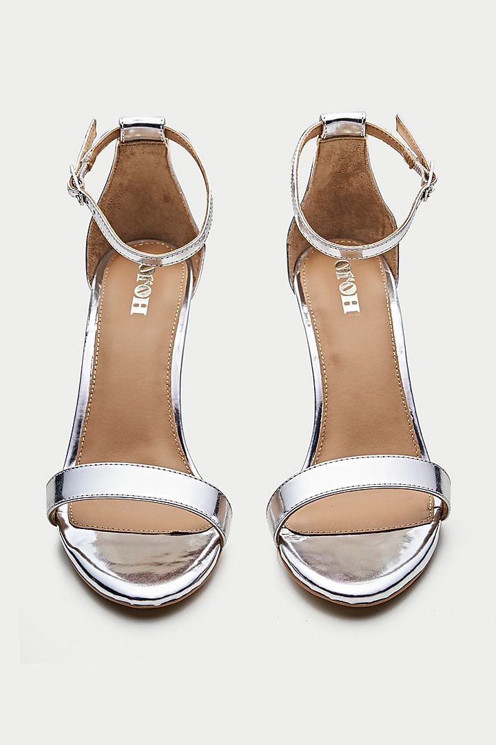 Silver Genuine Leather Heels by Oroh at Pernia's Pop Up Shop