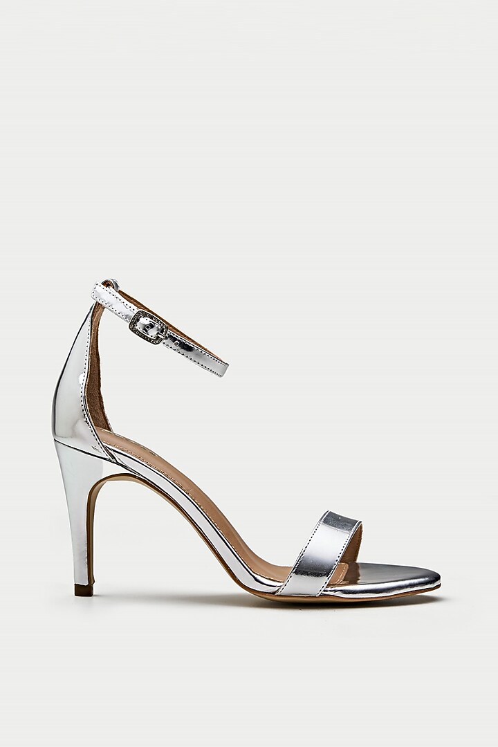 Silver Genuine Leather Heels by Oroh at Pernia's Pop Up Shop