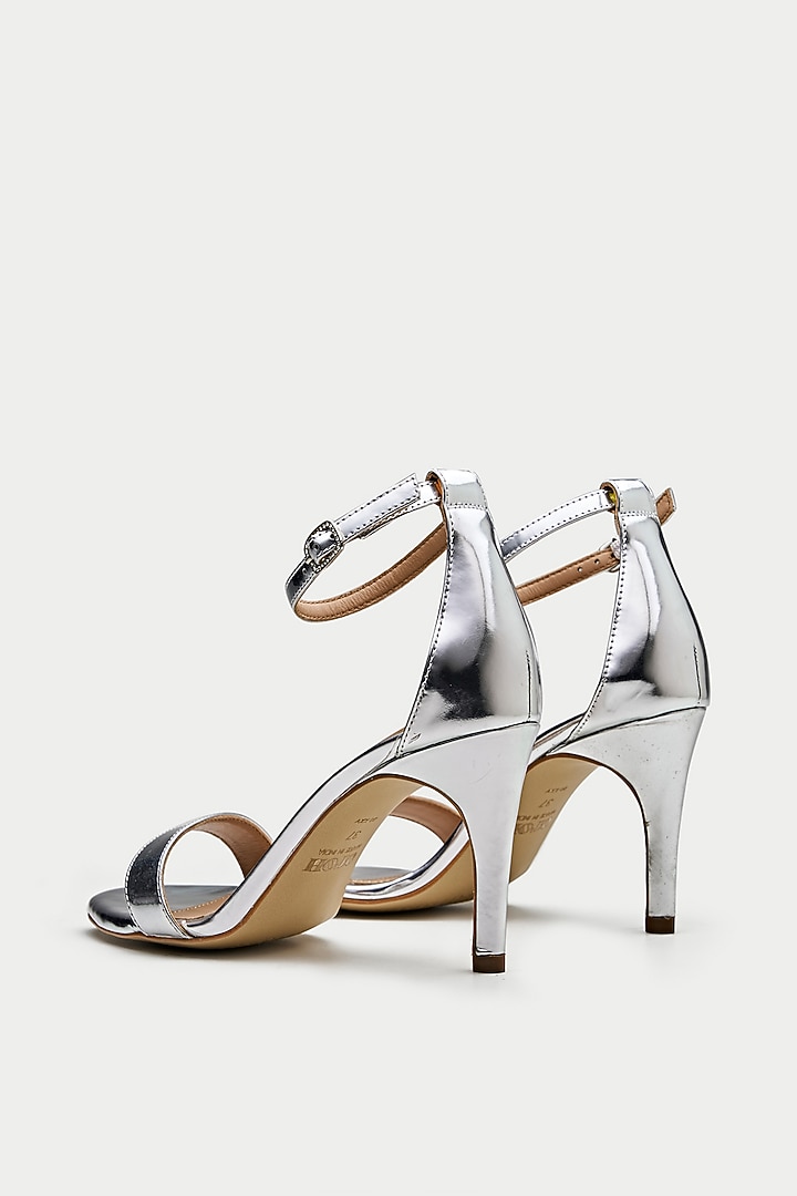 Silver Genuine Leather Heels by Oroh at Pernia's Pop Up Shop