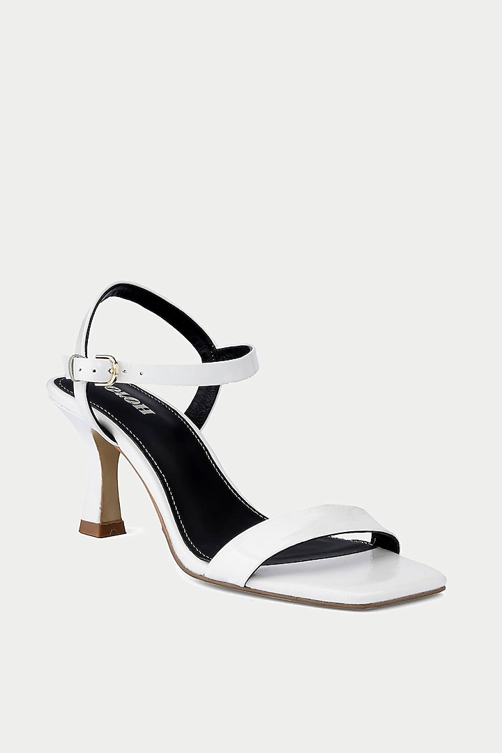 White Genuine Leather Heels by Oroh at Pernia's Pop Up Shop