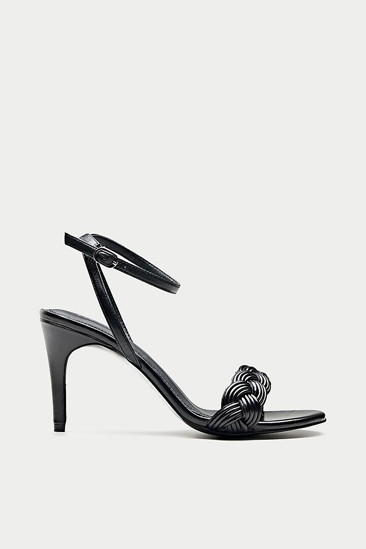 Black Genuine Leather Stiletto Heels by Oroh at Pernia's Pop Up Shop