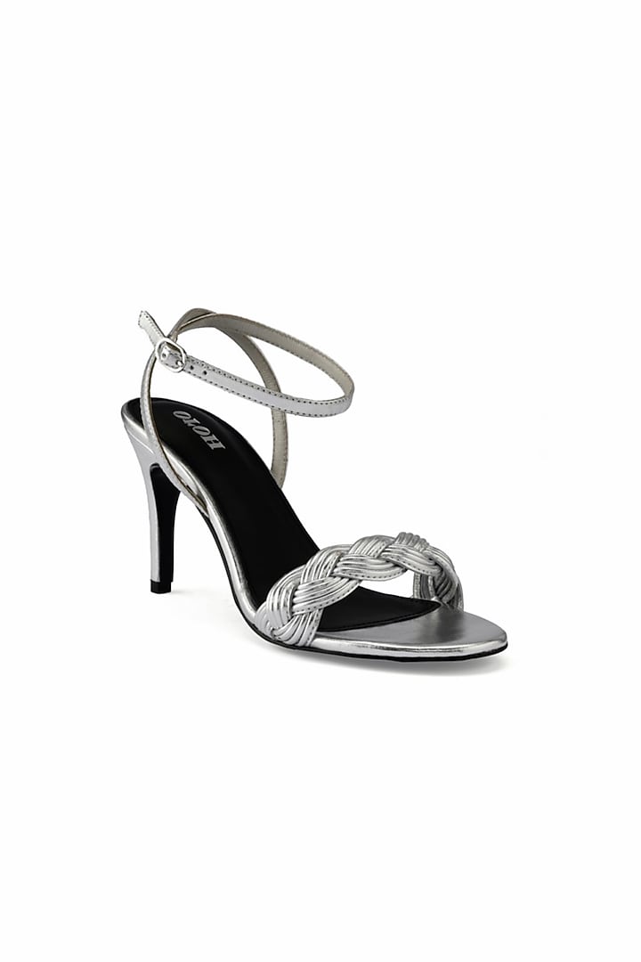 Silver Genuine Leather Stiletto Heels by Oroh at Pernia's Pop Up Shop