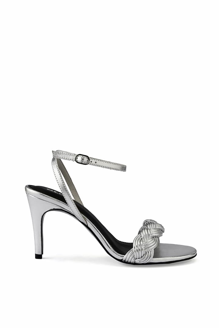 Silver Genuine Leather Stiletto Heels by Oroh at Pernia's Pop Up Shop