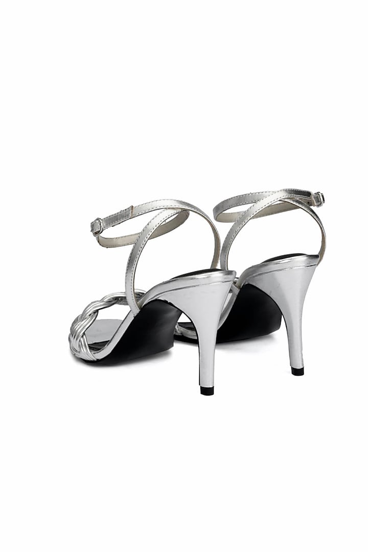Silver Genuine Leather Stiletto Heels by Oroh at Pernia's Pop Up Shop