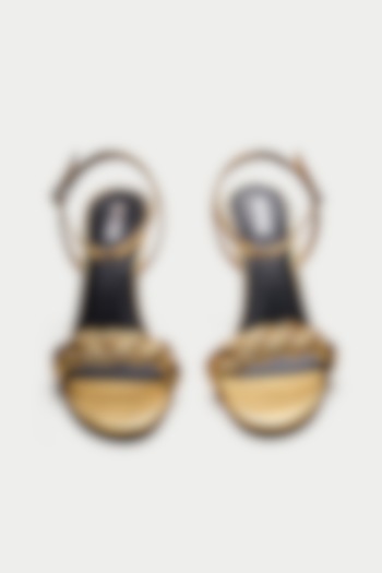 Gold Genuine Leather Stiletto Heels by Oroh at Pernia's Pop Up Shop