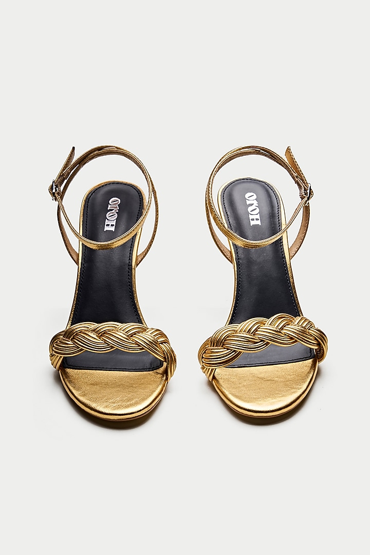 Gold Genuine Leather Stiletto Heels by Oroh at Pernia's Pop Up Shop