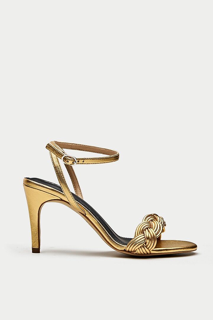 Gold Genuine Leather Stiletto Heels by Oroh at Pernia's Pop Up Shop