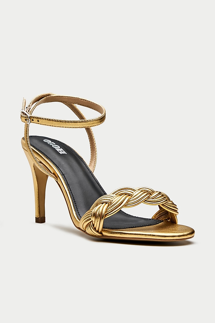 Gold Genuine Leather Stiletto Heels by Oroh at Pernia's Pop Up Shop