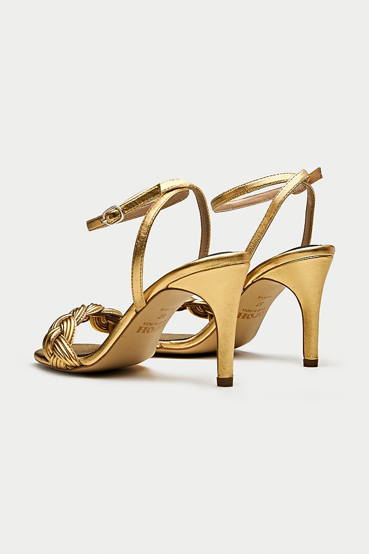 Gold Genuine Leather Stiletto Heels by Oroh at Pernia's Pop Up Shop