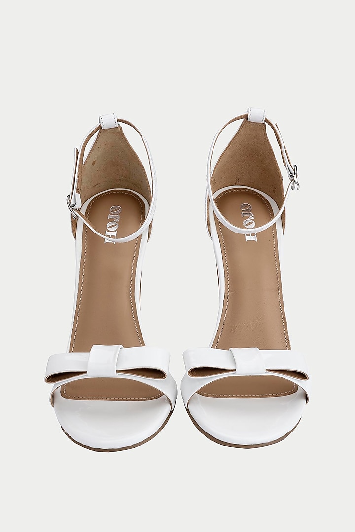 White Genuine Leather Heels by Oroh at Pernia's Pop Up Shop