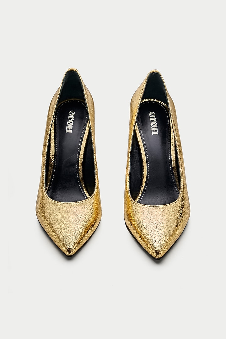 Gold Genuine Leather Pump Heels by Oroh at Pernia's Pop Up Shop